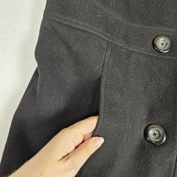 VTG Wool Cashmere Blend Overcoat Womens Black Winter Classic Dressy Coat Long 14 - Picture 12 of 16